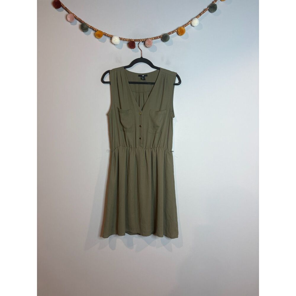 H&M khaki green button casual dress